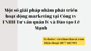 Khóa luận Thực trạng hoạt động marketing của Công ty TNHH Lê Mạnh